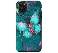 Hot Pink Teal Butterfly Cute Blue Butterflies Dark Turquoise Carcasa para iPhone 11 Pro MAX