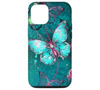 Hot Pink Teal Butterfly Cute Blue Butterflies Dark Turquoise Carcasa para iPhone 12/12 Pro