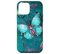 Hot Pink Teal Butterfly Cute Blue Butterflies Dark Turquoise Carcasa para iPhone 12 Mini
