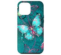 Hot Pink Teal Butterfly Cute Blue Butterflies Dark Turquoise Carcasa para iPhone 12 Pro MAX