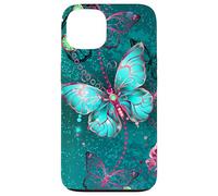 Hot Pink Teal Butterfly Cute Blue Butterflies Dark Turquoise Carcasa para iPhone 13