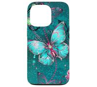 Hot Pink Teal Butterfly Cute Blue Butterflies Dark Turquoise Carcasa para iPhone 13 Pro