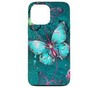 Hot Pink Teal Butterfly Cute Blue Butterflies Dark Turquoise Carcasa para iPhone 13 Pro MAX