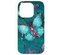 Hot Pink Teal Butterfly Cute Blue Butterflies Dark Turquoise Carcasa para iPhone 14 Pro