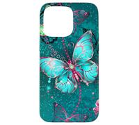 Hot Pink Teal Butterfly Cute Blue Butterflies Dark Turquoise Carcasa para iPhone 15 Pro MAX