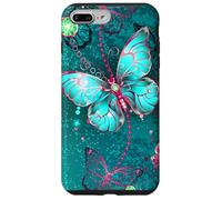 Hot Pink Teal Butterfly Cute Blue Butterflies Dark Turquoise Carcasa para iPhone 7 Plus/8 Plus