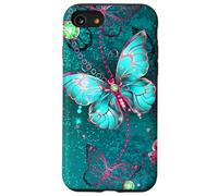 Hot Pink Teal Butterfly Cute Blue Butterflies Dark Turquoise Carcasa para iPhone SE (2020) / 7/8