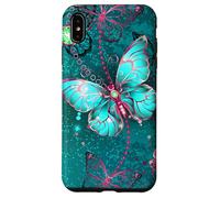 Hot Pink Teal Butterfly Cute Blue Butterflies Dark Turquoise Carcasa para iPhone XS MAX