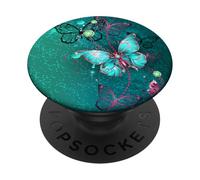 Hot Pink Teal Butterfly Cute Blue Butterflies Dark Turquoise PopSockets PopGrip Adhesivo