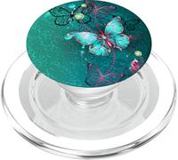 Hot Pink Teal Butterfly Cute Blue Butterflies Dark Turquoise PopSockets PopGrip para MagSafe