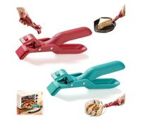 Hot Plate Gripper, Hot Plate Gripper Tongs, Multi-purpose Anti-Scald Bowl Holder Clip for Kitchen, Silicone Non-slip Heat Insulation Anti-Scald Clip, Microwave Oven Cooking Tongs (Green+Red)