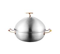 Hot Pot Olla Caliente Olla Caliente De Acero Inoxidable Shabu, Sopa Antigua Con Tapa For Familiar Comercial Cocina(Blue,Silver,26cm)