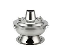 Hot Pot Olla Caliente Olla De Carbón Acero Inoxidable, For Sopa, Utensilios Cocina Comercial Cocina(Blue,Silver,32cm)