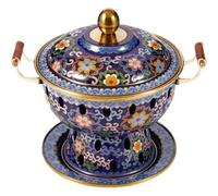 Hot Pot Olla Caliente Olla De Cobre Para Una Sola Persona, Caliente China Tradicional Cloisonne, Con Alcohol Comercial Comercial Cocina(Blue3)