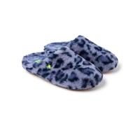 HOT POTATOES, Modelo AUDUBON, Pantuflas base de pelo sintético azul, zapatillas de estar por casa para Mujer, piso flexible y formato viaje, planta acolchada y suela caucho natural