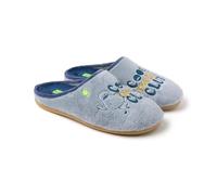 Hot Potatoes, Modelo PERLEY, Pantuflas tipo Babucha de pelo con frase en el corte. Zapatillas de estar por casa Hombre. Plantilla de pelo, acolchada y extraíble. Suela de EVA reciclada flexible