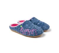 HOT POTATOES, Modelo VINING, Pantuflas estilo Babucha de pelo con frase Buenas noches. Zapatillas de estar por casa Mujer. Plantilla de pelo, acolchada y extraíble. Suela de EVA reciclada flexible