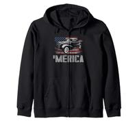 Hot Rod America - Bandera clásica de Coche Vintage para cochera, Arte Patriota Sudadera con Capucha