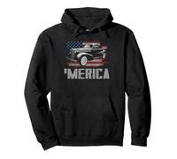 Hot Rod America - Bandera clásica de Coche Vintage para cochera, Arte Patriota Sudadera con Capucha