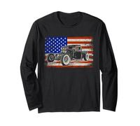 Hot Rod Rat Rod Bandera Americana Coche Clásico Patriot Auto Vibe Manga Larga