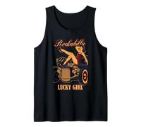 Hot Rod Rockabilly Pinup Lucky Girl Rat Rod Arte de Estilo Retro Camiseta sin Mangas