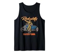 Hot Rod Rockabilly Pinup Lucky Girl Rat Rod Arte de Estilo Retro Camiseta sin Mangas