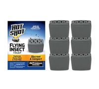 Hot Shot Trampa para insectos voladores, discreta, atrapa y mata moscas domésticas y moscas de la fruta, atracción continua 24/7, no necesita enchufe ni electricidad, 6 unidades