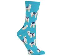 Hot Sox Funny Animal Crew Socks-1 Pair Pack-Cool & Cute Wordplay Novelty Fashion Gifts Calcetines Casuales, Llamas (Azul Claro), Einheitsgröße Große Größen Mujeres