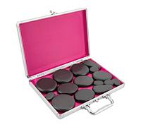 Hot Stone - Juego de 18 piedras de masaje (220 V, 60-70 ℃, con caja de calefacción, calentador de piedras de masaje, para terapeutas, deportes profesionales y cuidado en el hogar, etc