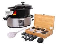 Hot stone Massage Kit - 2 Tamaños - Calefactor Digital 5,5 Litro o 20 Litro - 45 o 64 vulcaniche piedras de basalto en un elegante Box (madera de bambú - scaldapietre - para el tratamiento perfecto - de alta calidad