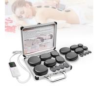 Hot Stone Massage Set, 10 piedras calientes para masaje de basalto natural pulido,caja de calefacción de piedras calientes, terapia de masaje y relajación, regalos y tratamientos SPA