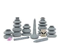 Hot Stone Massage Set ZONAS REFLEJAS con 34 Piedras Calientes de Basalto Auténtico Certificado para uso Doméstico, Principiantes, Profesionales y Aplicaciones Especiales