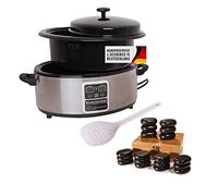 Hot Stone Set Pequeño calentador de 5,5 litros y 18 piedras calientes - Calentador profesional de piedras calientes de acero inoxidable para tratamiento térmico - Pantalla digital y apagado automático