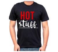 Hot Stuff Funny Jokes Rude Slogans Novelty tee Round Neck Unisex Tops Men's 100% Cotton Short-Sleeve T-Shirts L