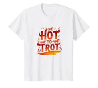 Hot to Go: Fiery Horse Trot Arte gráfico Camiseta, Niños, Blanco, 6 años