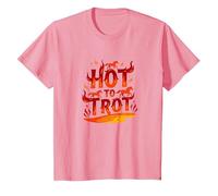 Hot to Go: Fiery Horse Trot Arte gráfico Camiseta, Niños, Rosado, 12 años