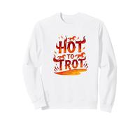 Hot to Go: Fiery Horse Trot Arte gráfico Sudadera, Unisex para Adultos, Blanco, S