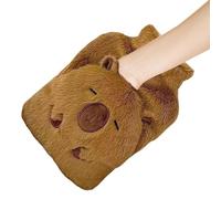 Hot Water Bottle - Capybara Shape Heat Retention Warmer, 1000 ml de gran capacidad diseño, funda suave de plush, larga duración de viaje cálido accesorio para cuello, espalda, 9,84 x 7,09 pulgadas
