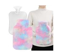 Hot Water Bottle with Hand Pocket Cover2.0l Transparent Large Hot Water Bag with Soft Fleece Cover, Great for Cramps And Pain Relief for Back, Shoulde