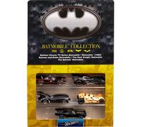 Hot Wheels Batman 85 aniversario Batmóvil Pack 5 coches de juguete a escala 1:64 de diferentes películas con caja conmemorativa, regalo de colección para adultos y fans +3 años, JBG93