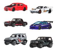 Hot Wheels Silver Series Calles de Japón Pack de 6 | Set de 6 coches de juguete japoneses de metal a escala 1:64 con decoración premium, JLB23