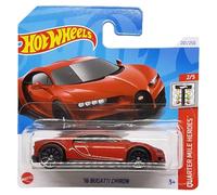 Hot Wheels '16 Bugatti Chiron Quarter Miles Heroes 2/5 (201/250) HTB88 Rojo 2024 + Protector Short Card Frikimonkey
