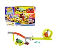 Hot Wheels Pista con 2 Coches Monster Trucks Race & Chase Challenge, Pista de coches +4 años