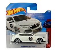 Hot Wheels - 2018 Honda Civic Type R - Night Speed 3/10 - JJH88 - Short Card - Blanco - Modelo de licencia - Mattel 2026-1:64