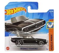 Hot Wheels - ´69 Camaro Convertible - Muscle Mania 5/10 - HCV72 - Tarjeta corta - Cabriolet - Negro - GM - Mattel 2022