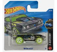 Hot Wheels - '69 Chevelle - JJJ23 - X-Raycers 3/5 - Short Card - Negro/Verde neón Racing Design - Modelo oficial - Mattel 2026 (53/250) - 1:64