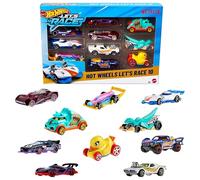 Hot Wheels ¡A correr! Pack de 10 coches y camiones (Modelos surtidos, selección aleatoria), a escala 1:64 inspirados en la serie de Netflix para jugar o exhibir, JGN40