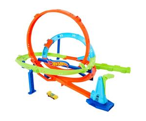 Hot Wheels Action Loop Cyclone Challenge Circuit y Coche de Juguete | Incluye coche de juguete escala 1:64, 45 cm de alto, 2 formas de jugar y fácil de guardar, HXM94