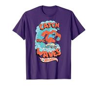 Hot Wheels - Atrapa Algunas Olas Camiseta, Hombre, Morado, XL
