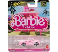 Hot Wheels Barbie The Movie Die Cast Modelo de Coche 1956 Corvette Cabrio Rosa de la película - Escala 1:64 - Longitud 7 cm Pop Culture JBL79